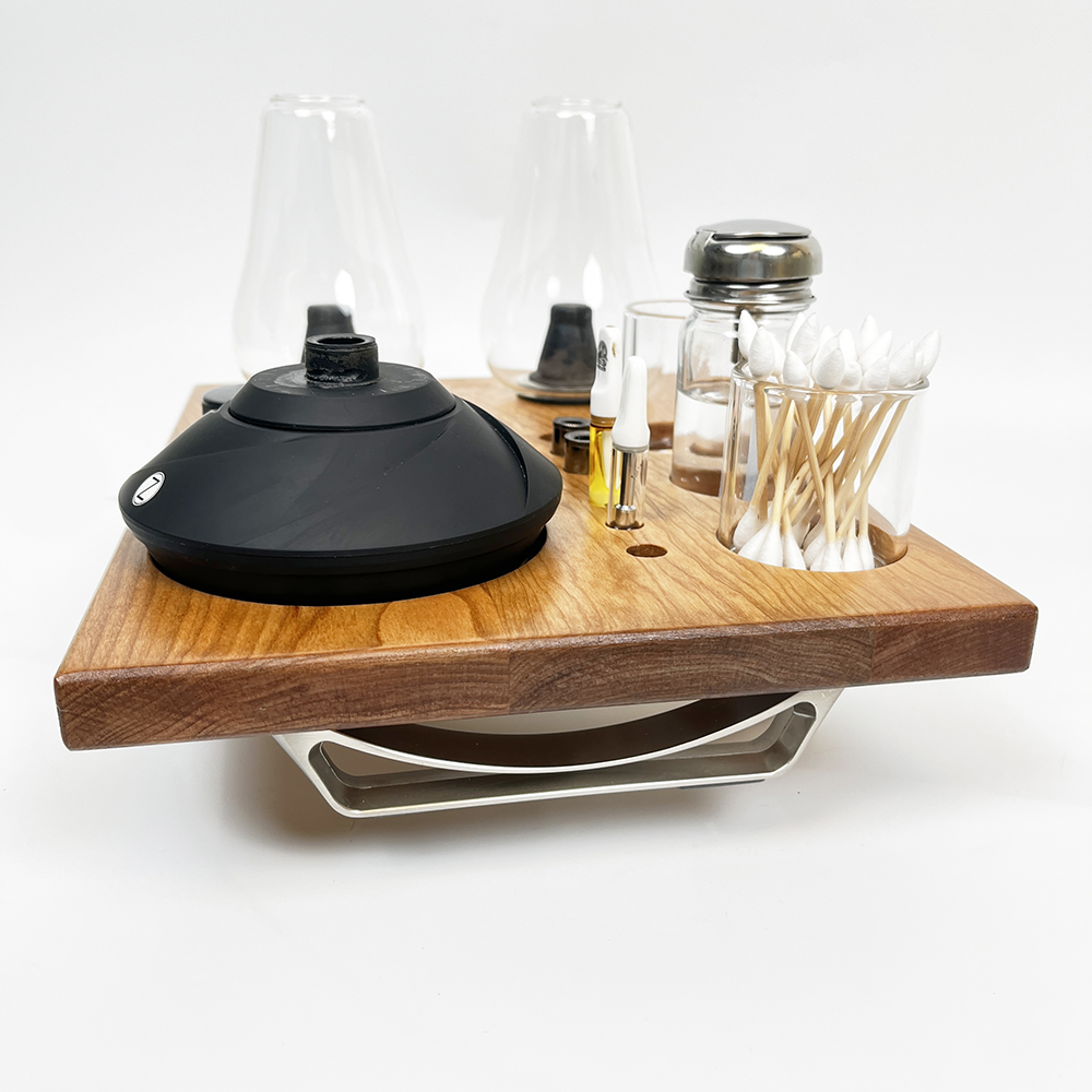 Zenco Sipping Vaporizer Basic All Wood Tray for Organizing Your Dab Session with ISO Dispenser and Swab Jar