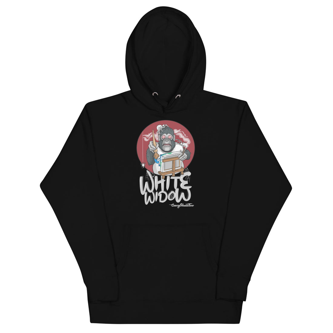 White Widow strain hoodie, front view