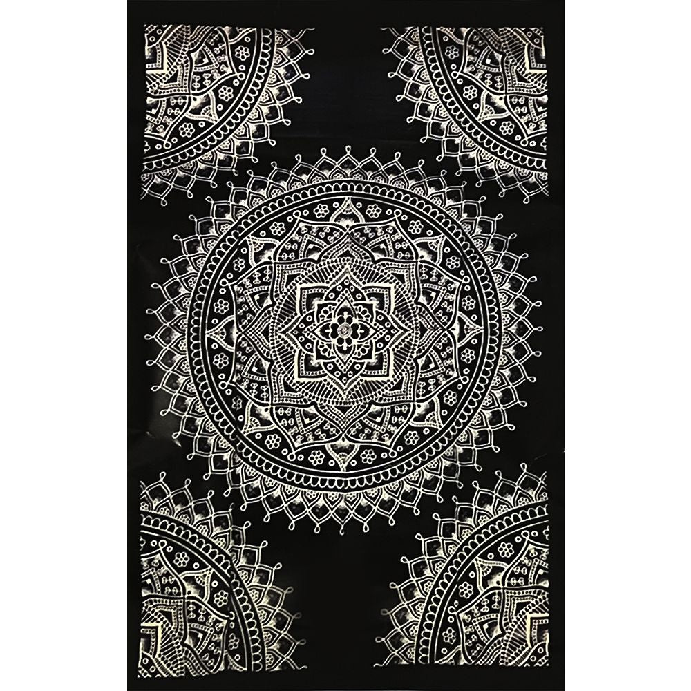 Black &amp; White Mandala Tapestry - 54&quot;x 86&quot;