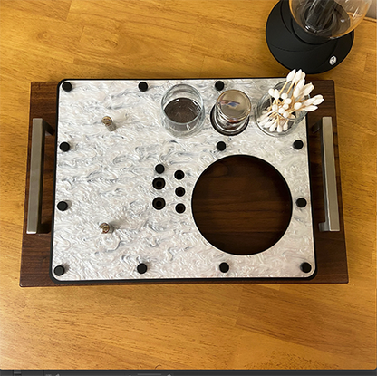 Zenco Vaporizer Double Sommelier Dab Sipping Glass Serving Tray with Handles for Drinkable Vapor