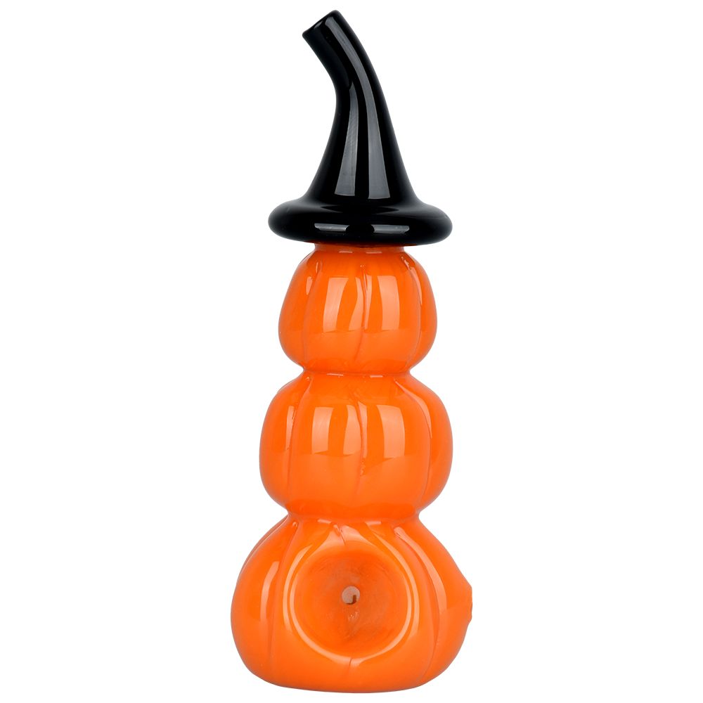 Stacked Jack-O-Lantern Glass Hand Pipe - 5&quot;