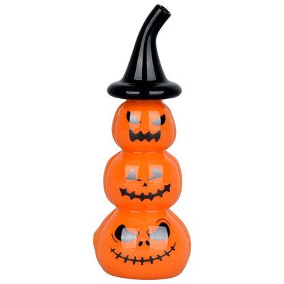 Stacked Jack-O-Lantern Glass Hand Pipe - 5&quot;