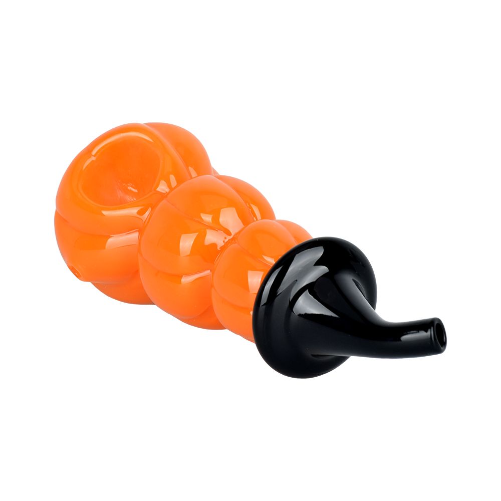 Stacked Jack-O-Lantern Glass Hand Pipe - 5&quot;