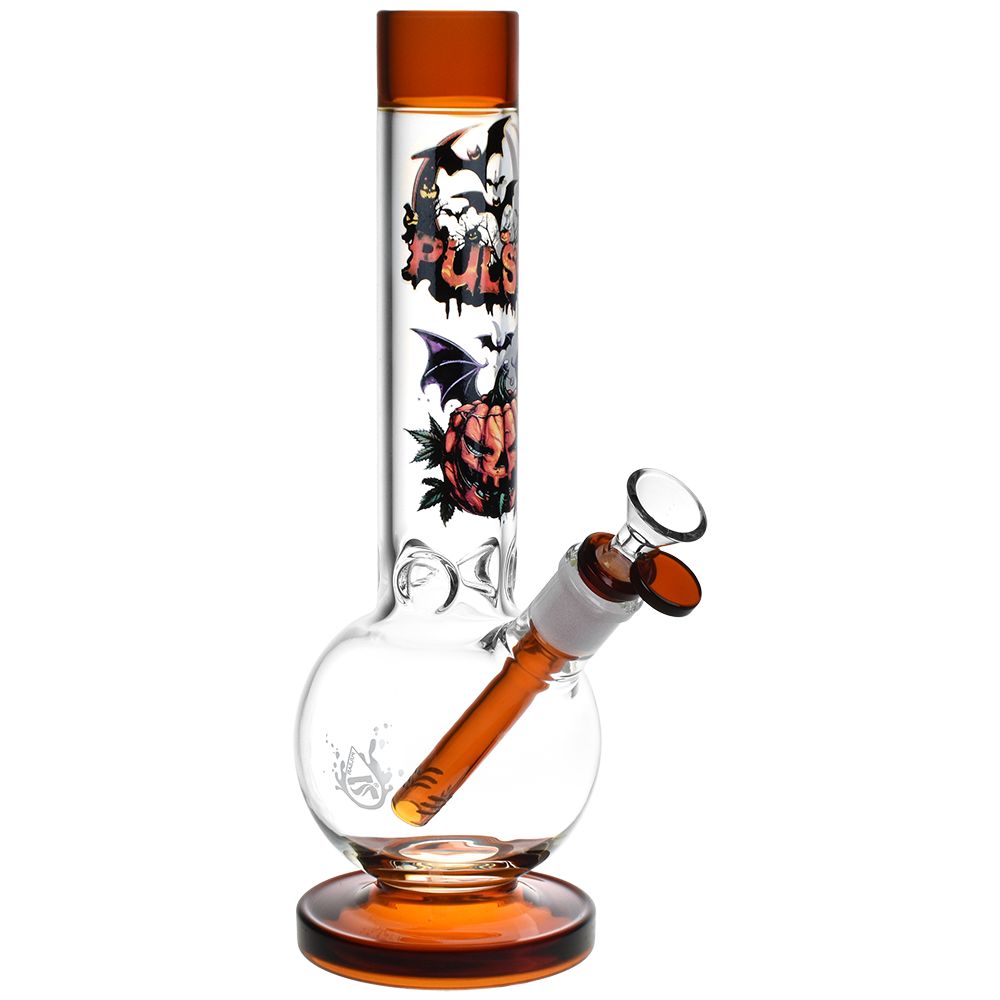 Pulsar Halloween Round Ball Glass Water Pipe - 11.75&quot; / 14mm F