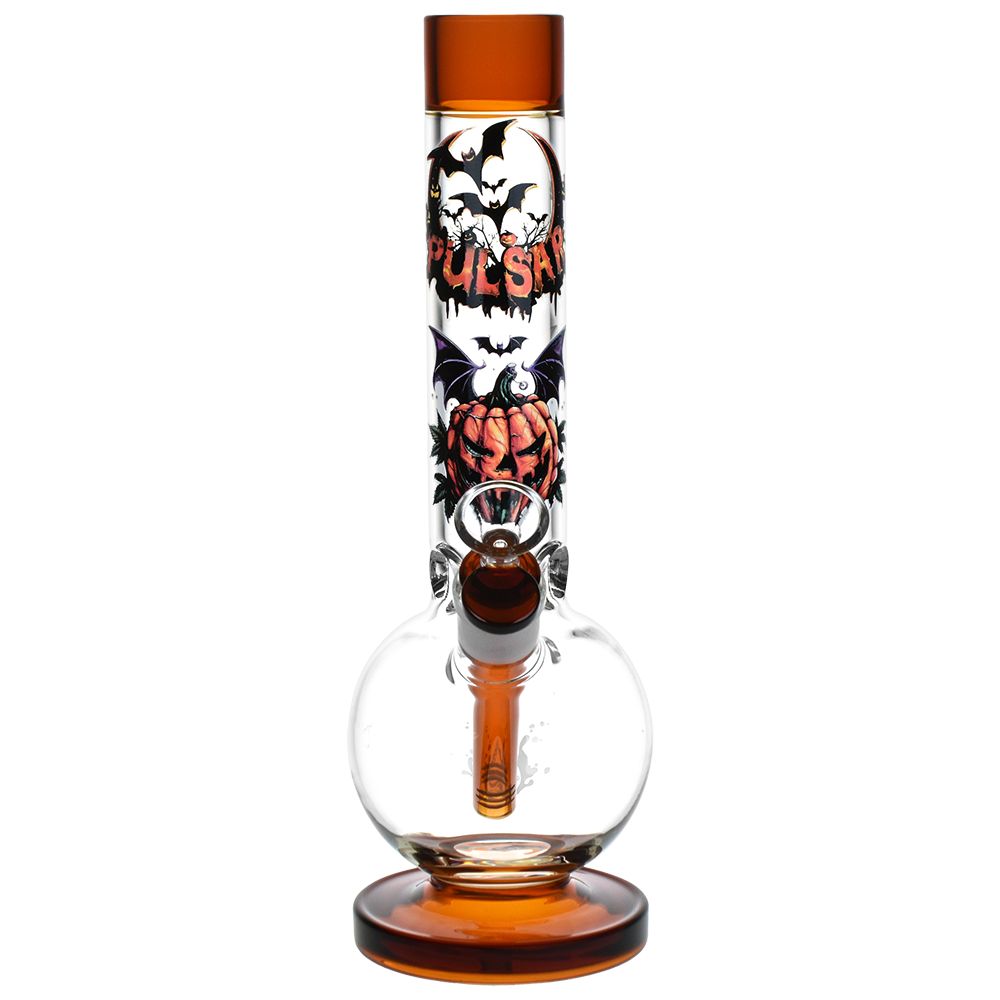 Pulsar Halloween Round Ball Glass Water Pipe - 11.75&quot; / 14mm F