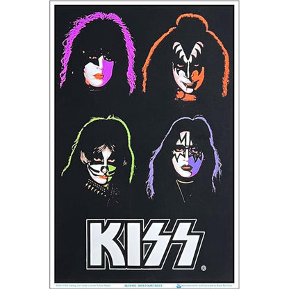 KISS Four Faces Flocked Blacklight Poster - 23&quot;x 35&quot;