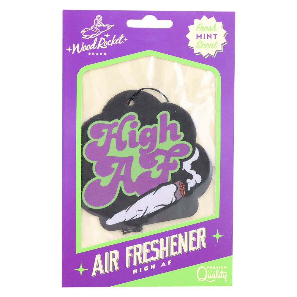 Wood Rocket Car Air Freshener - High AF / Mint Scent / 3.5&quot;x3.5&quot;