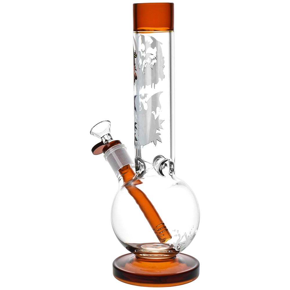 Pulsar Halloween Round Ball Glass Water Pipe - 11.75&quot; / 14mm F