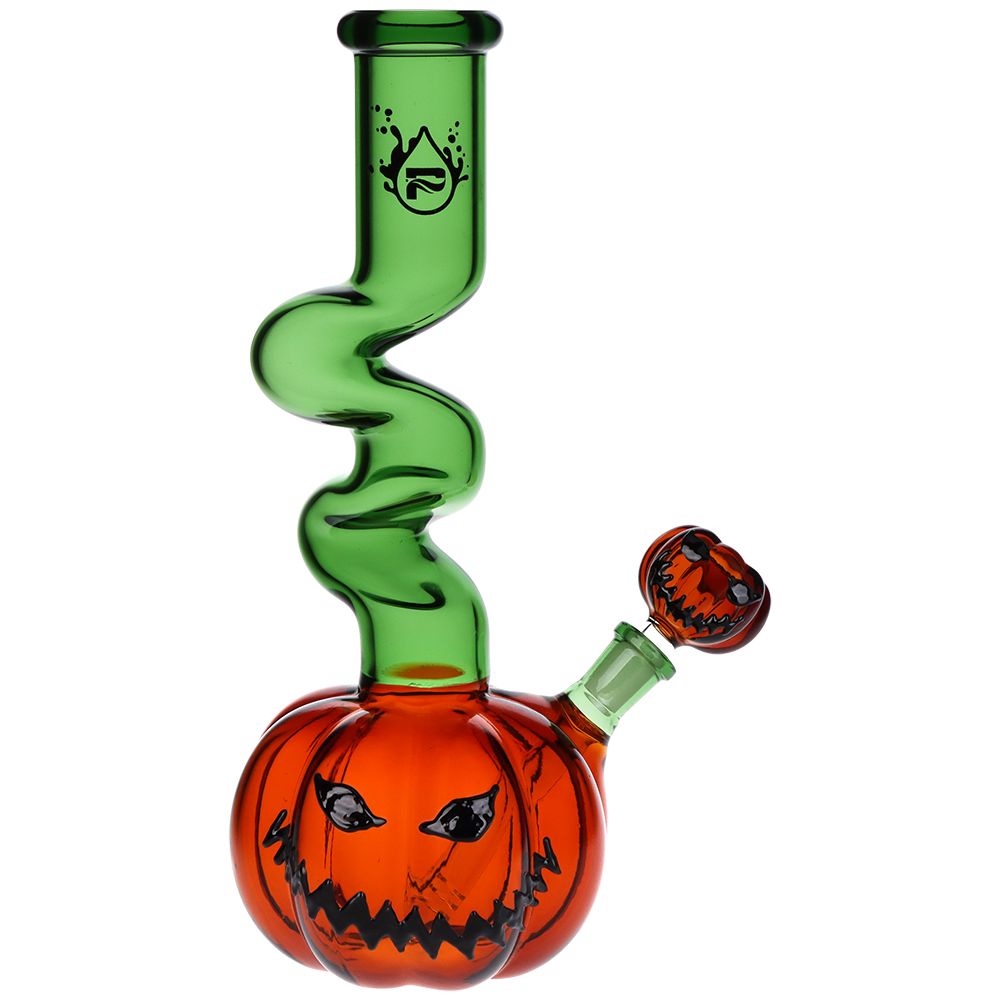 Pulsar Twisty And Wicked Jack-O-Lantern Glass Water Pipe - 11&quot; / 14mm F