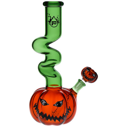 Pulsar Twisty And Wicked Jack-O-Lantern Glass Water Pipe - 11&quot; / 14mm F