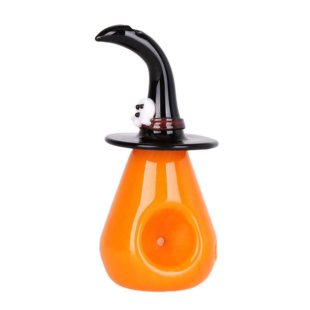 Behold The Pumpkin Witch Glass Hand Pipe - 3.75&quot;