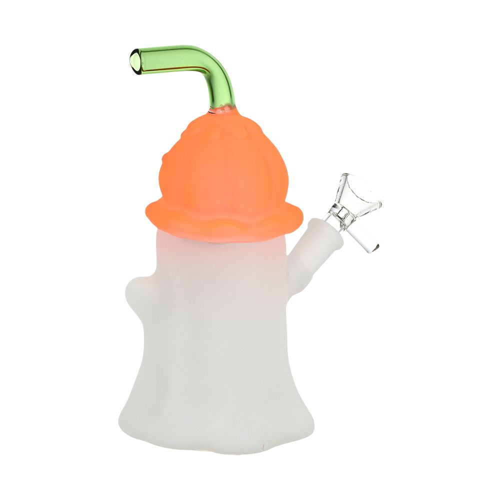 Pumpkin Head Ghost Glow In The Dark Glass Bong - 7.25&quot; / 14mm F