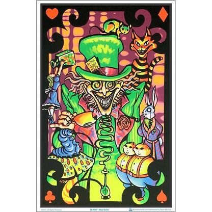Alice in Wonderland Mad Hatter Collage Black Light Poster - 24&quot;x36&quot;