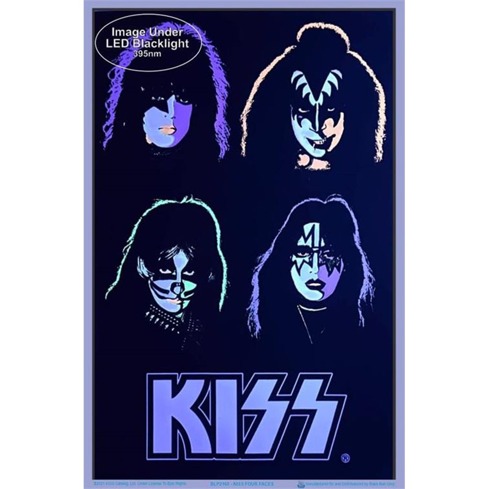 KISS Four Faces Flocked Blacklight Poster - 23&quot;x 35&quot;