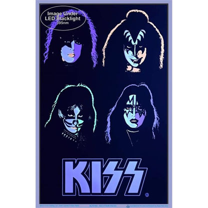 KISS Four Faces Flocked Blacklight Poster - 23&quot;x 35&quot;