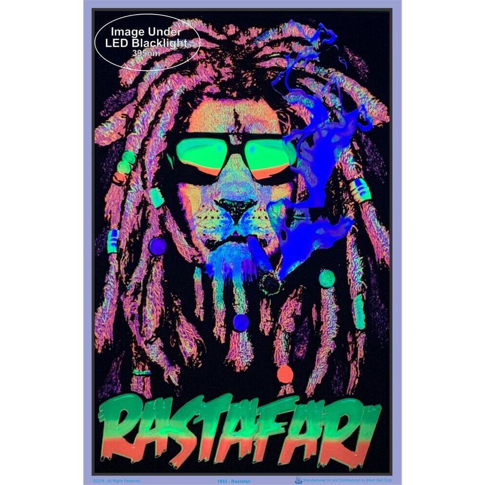 Rastafari Lion Flocked Blacklight Poster - 23&quot;x35&quot;