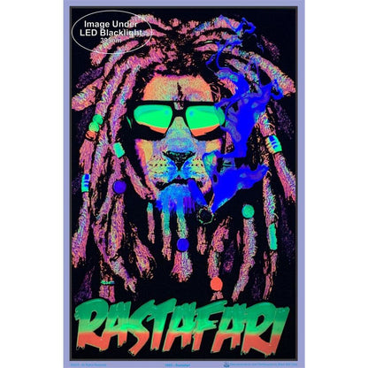 Rastafari Lion Flocked Blacklight Poster - 23&quot;x35&quot;