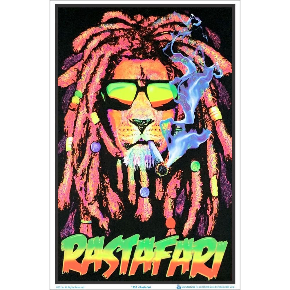 Rastafari Lion Flocked Blacklight Poster - 23&quot;x35&quot;