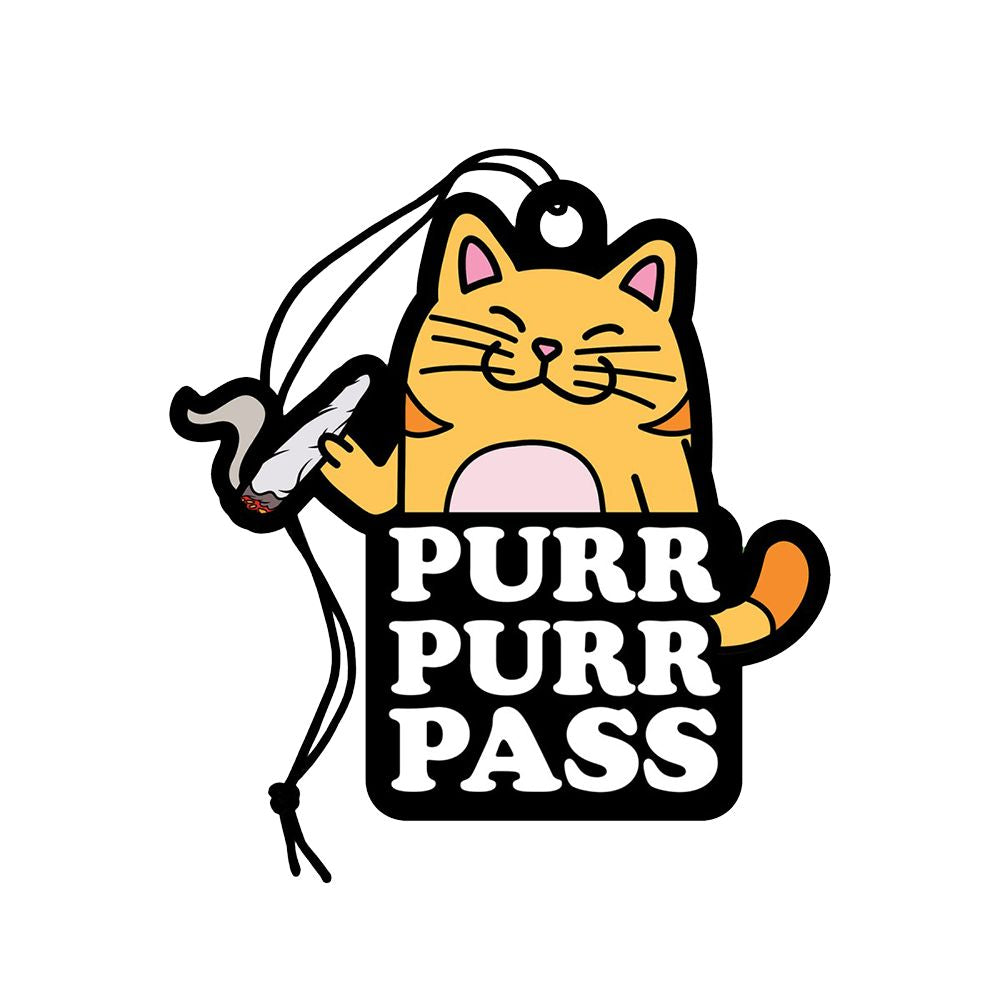 Wood Rocket Car Air Freshener - Purr Purr Pass / Grass Scent / 3.5&quot;x3.5&quot;