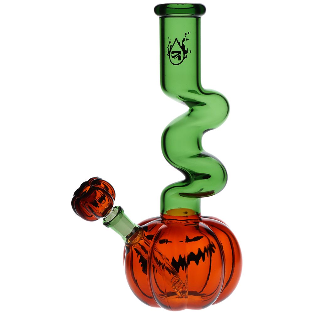Pulsar Twisty And Wicked Jack-O-Lantern Glass Water Pipe - 11&quot; / 14mm F