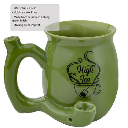 High Tea single wall Mug - shiny green with black imprint