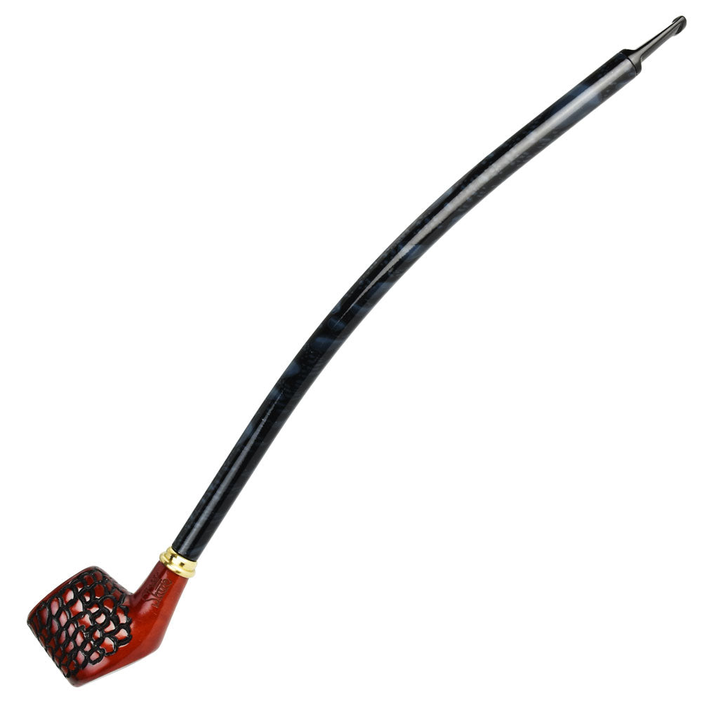 Pulsar Shire Pipes Curved Engraved Cherry Wood Tobacco Pipe - 15&quot;