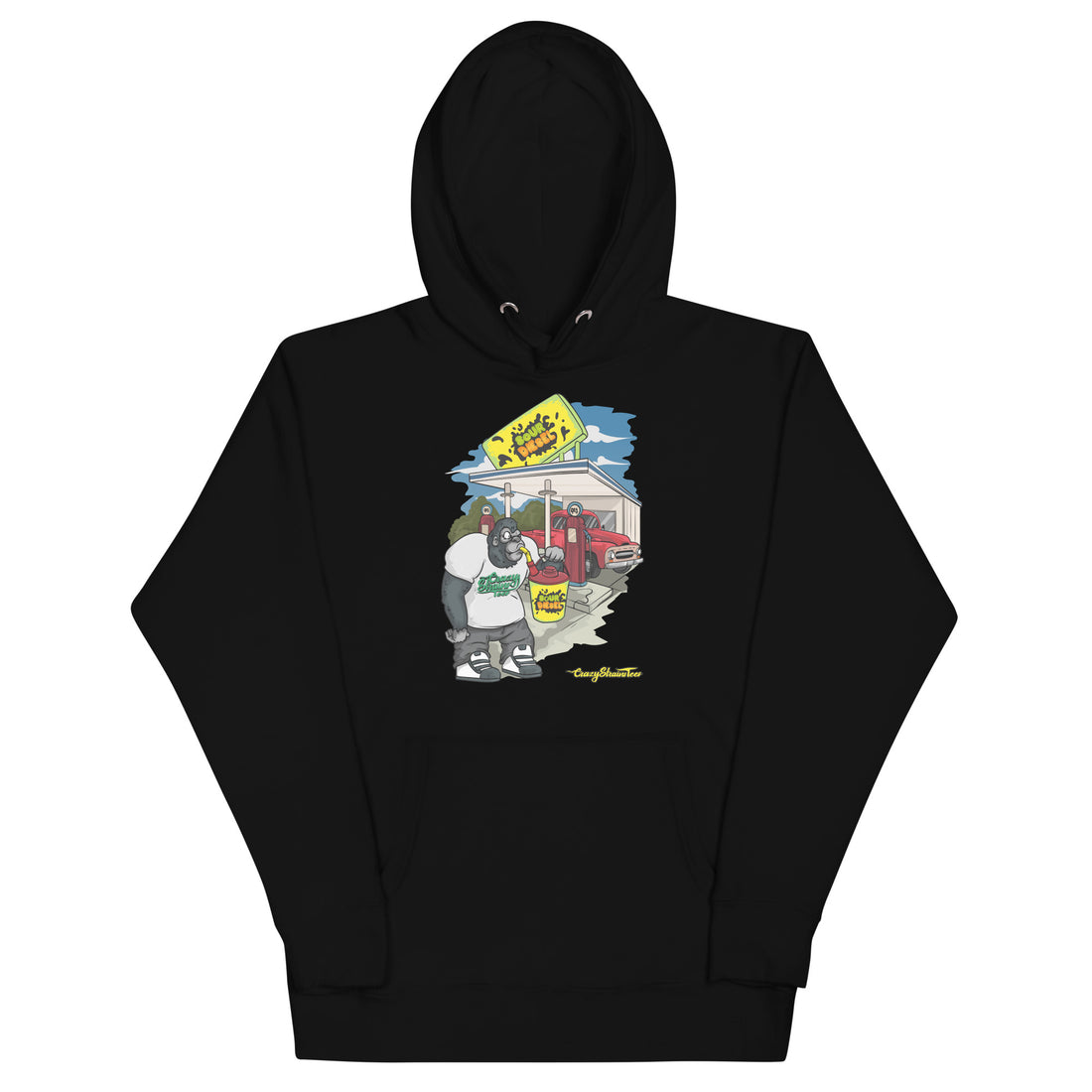 Sour Diesel strain hoodie in black, front view